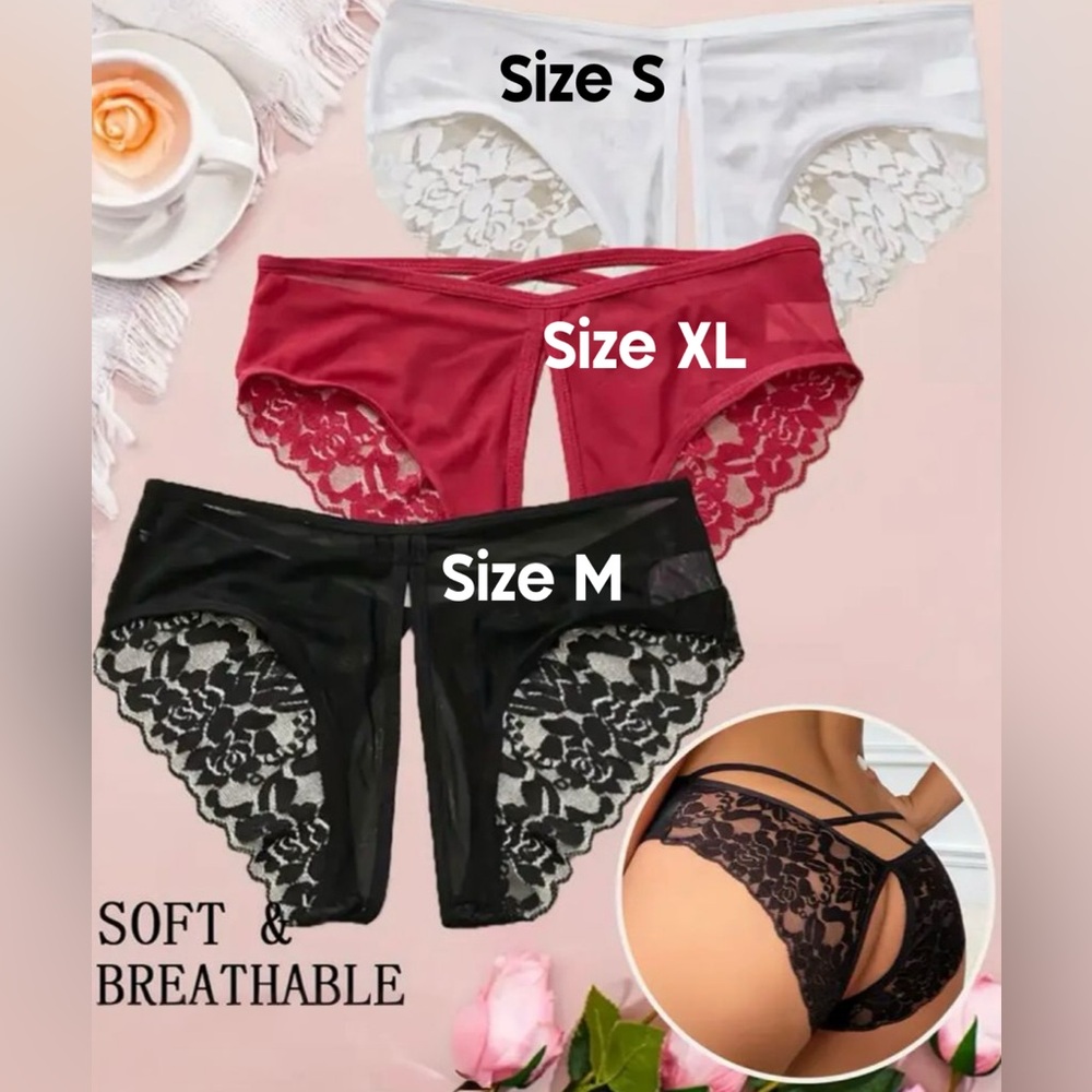 Elegant Lace Women's Panties, CHOOSE 1, Black, Red, White, NEW